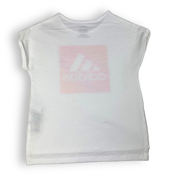 Girls Adidas Square Logo Graphic T-shirt And Pink Short Set Sz 5 - Picture 3 of 5